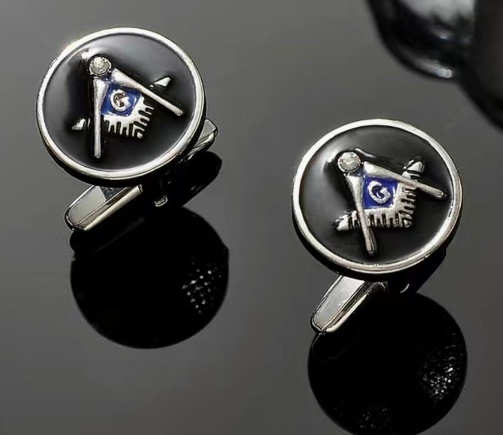 Masonic Enamel Silver Cufflinks